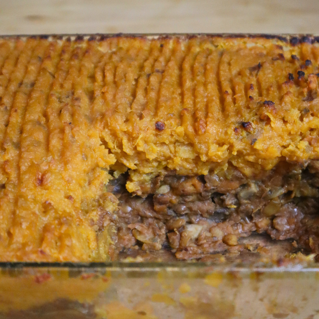 Easy Recipe for Lentil Mushroom Shepherd's Pie with Sweet Potatoes