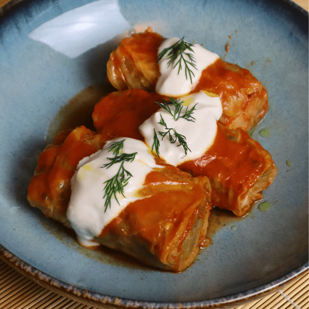 Vegan Cabbage Rolls With Tomato Sauce - Balkan Inspired